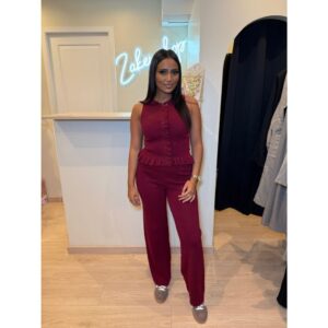 Ensemble maille fine bordeau