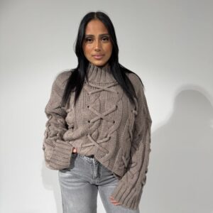 Pull maille taupe