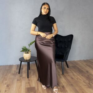 Jupe satinée chocolat