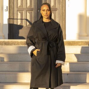 Trench noir manche retroussé