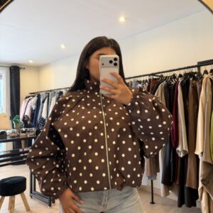 VESTE A POIS MARRON