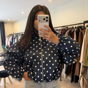 VESTE A POIS BLEU CANARD
