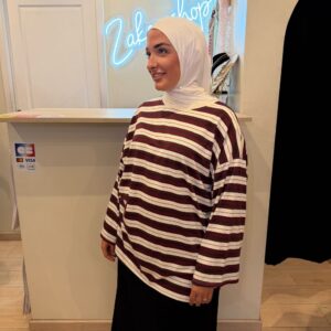 TOP RAYÉ BORDEAU MARRON